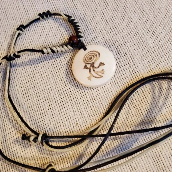 Tribal Bone Cave Drawing Necklace from India - Picture 1 of 3